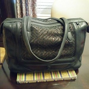 Leather handbag, black by Elliott Lucca.